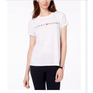 Tommy Hilfiger Logo Women's Multi-Use Top T-Shirt White Short Sleeve (L)  NWT